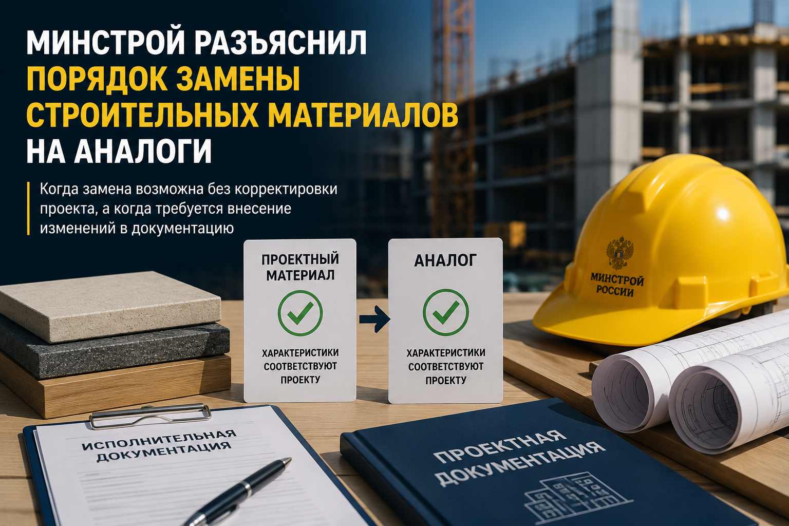 Минстрой разъяснил правила замены строительных материалов и оборудования на аналоги
